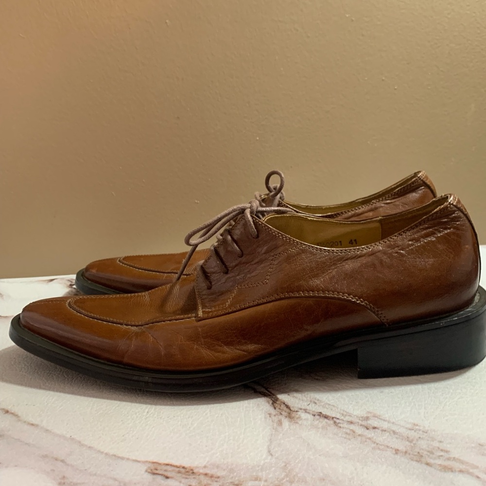 TONINO LAMBORGHINI Brown Leather Lace Up Loafer Size Men's 41